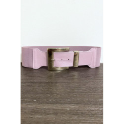 Grosse ceinture lila avec boucle argenté et élastique à la taille