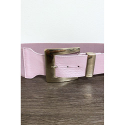 Grosse ceinture lila avec boucle argenté et élastique à la taille