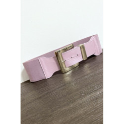 Grosse ceinture lila avec boucle argenté et élastique à la taille