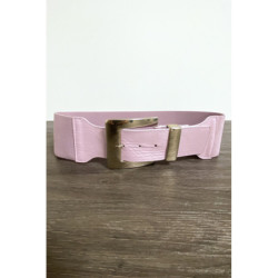 Grosse ceinture lila avec boucle argenté et élastique à la taille