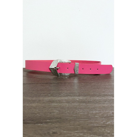 Ceinture femme en fuchsia avec joli boucle en métal CE606