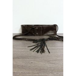 Ceinture marron en simili avec tresse