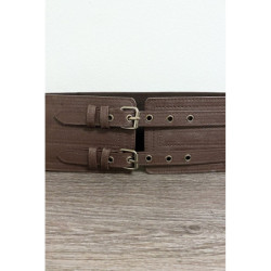 Grosse ceinture marron avec deux anneaux et élastique à la taille
