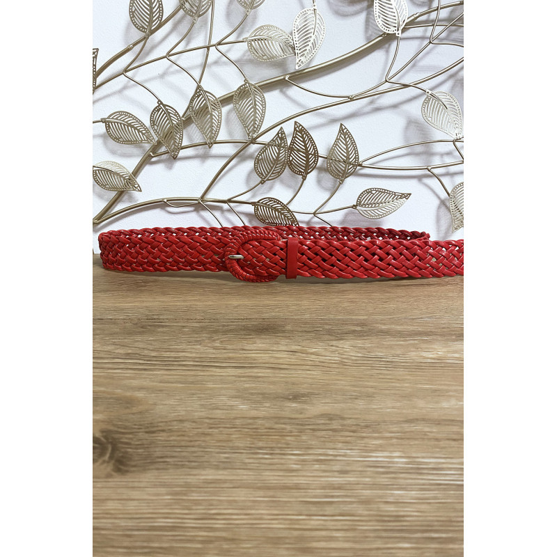 Ceinture tressé en simili rouge