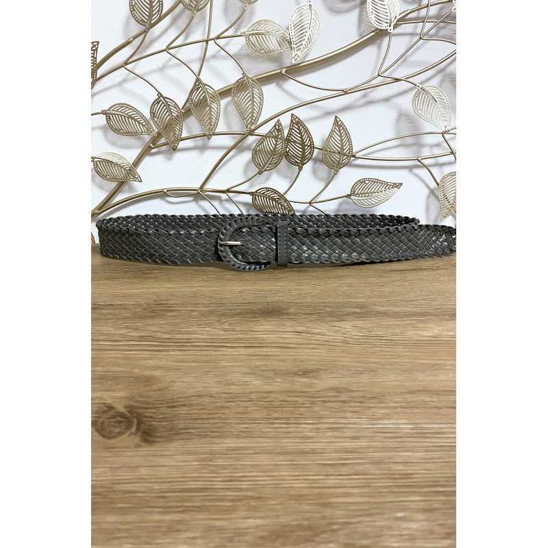 Ceinture tressé en simili gris