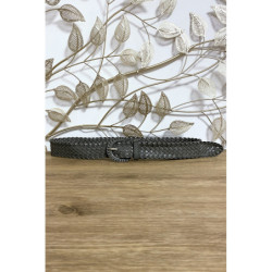 Ceinture tressé en simili gris