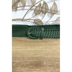 Ceinture tressé en simili vert canard