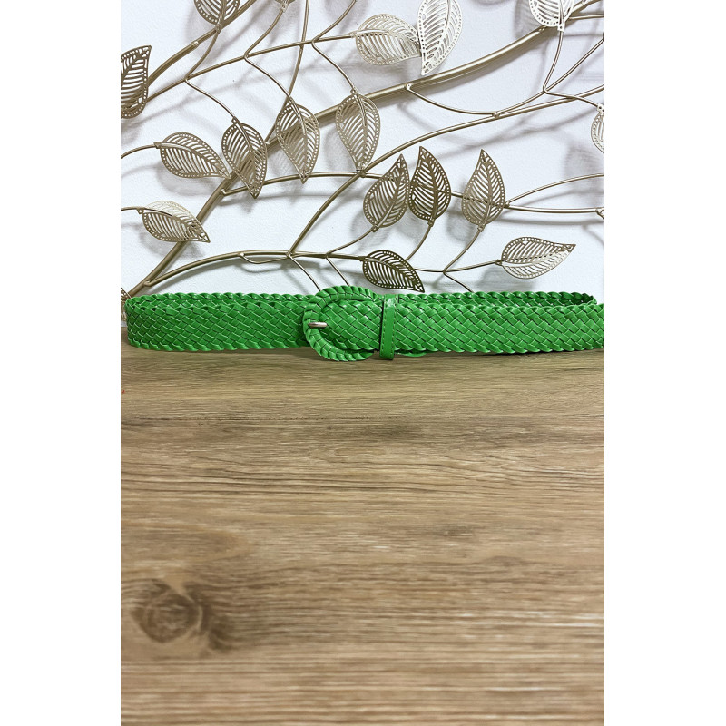 Ceinture tressé en simili vert