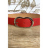 Ceinture rouge en simili avec jolie boucle argenté