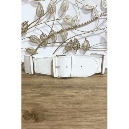 Ceinture blanche en simili avec anneaux sur les cotés