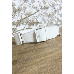 Ceinture blanche en simili avec anneaux sur les cotés