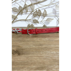 Ceinture rouge en simili avec chaine tressé