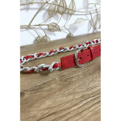 Ceinture rouge en simili avec chaine tressé