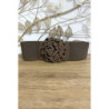Ceinture marron avec boucle en forme de fleure ornée de strass