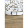 Ceinture blanche boucle rectangulaire ornée de strass