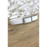 Ceinture blanche boucle rectangulaire ornée de strass