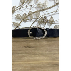 Grosse ceinture noir avec boucle ornée de strass