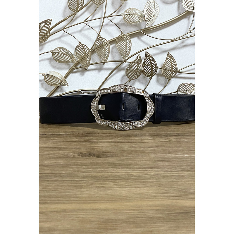 Grosse ceinture noir avec boucle ornée de strass