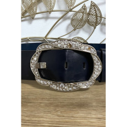 Grosse ceinture noir avec boucle ornée de strass