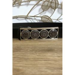 Ceinture noir avec 4 pierres beige à la boucle
