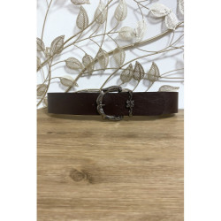 Grosse ceinture marron en simili avec jolie boucle