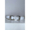Ceinture femme en blanche avec boucle réctangle ornée de strass
