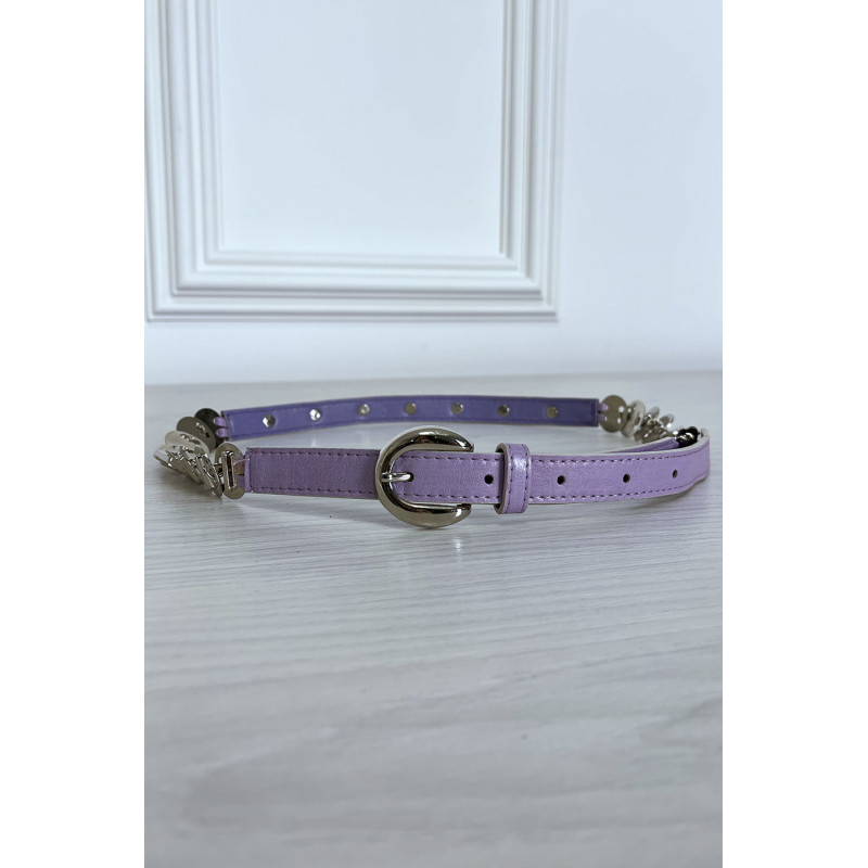 Ceinture parme avec accessoire argenté
