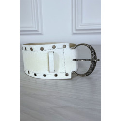 Ceinture blanche en simili avec strass oeillet