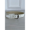 Ceinture blanche en simili avec strass oeillet