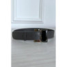 Ceinture grise en simili avec boucle argenté en verre