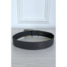 Ceinture grise en simili avec boucle argenté en verre