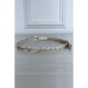 Fine ceinture beige tréssé en simili avec chêne