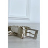 Fine ceinture beige tréssé en simili avec chêne