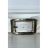 Ceinture blanche en suédine avec strass sur la boucle