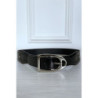 Ceinture noir en simili avec boucle argenté