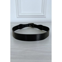 Ceinture noir en simili avec boucle argenté