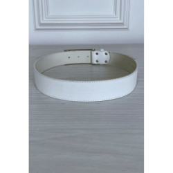 Ceinture blanche en simili avec boucle argenté avec strass