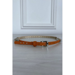 Fine ceinture orange avec accessoire et strass