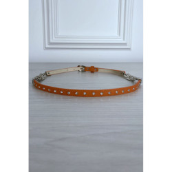 Fine ceinture orange avec accessoire et strass