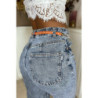 Fine ceinture orange avec accessoire et strass