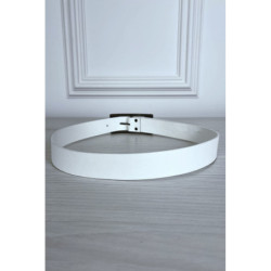 Ceinture blanche en simili avec boucle cuivré rectangle