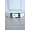 Ceinture blanche en simili avec boucle cuivré rectangle