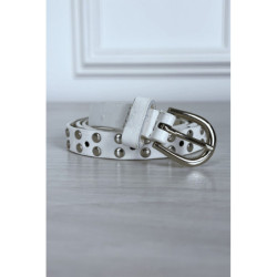 Fine ceinture blanche en simili clouté