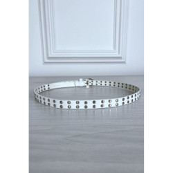 Fine ceinture blanche en simili clouté