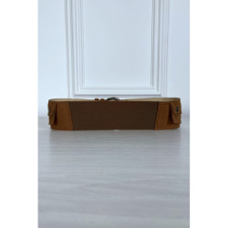 Ceinture camel en suédine avec pochette intégré sur les côtés