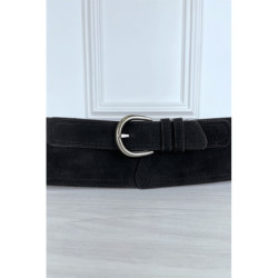 Ceinture noire en suédine avec pochette intégré sur les côtés