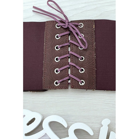 Ceinture de taille bordeaux avec lacet au dos