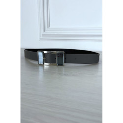 Ceinture grise à boucle rectangulaire à gros strass en verre