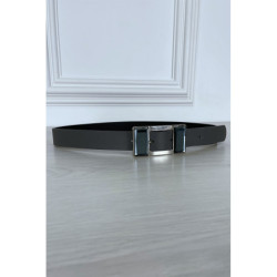 Ceinture grise à boucle rectangulaire à gros strass en verre
