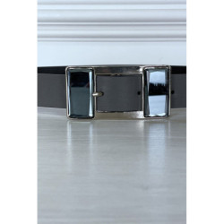 Ceinture grise à boucle rectangulaire à gros strass en verre